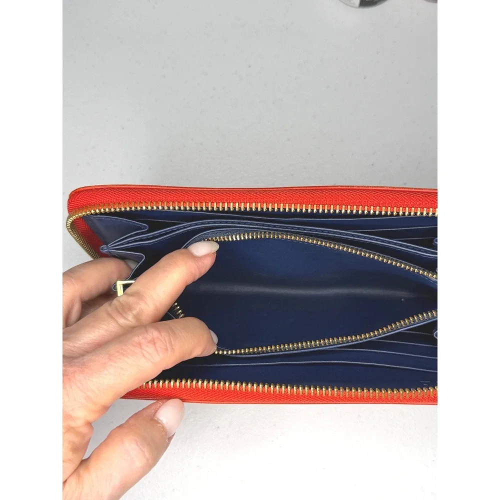 Loewe Anagram Continental Zip Wallet Red Leather Gold Hardware | Authenticated